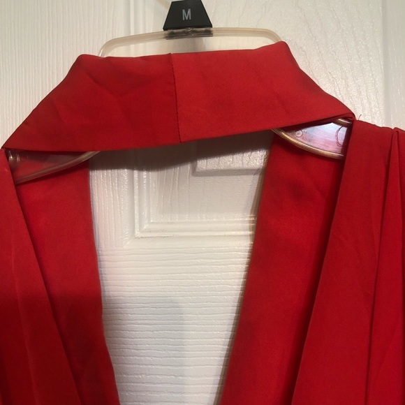 BCBGeneration size 12 silky red deep V front & open back pockets - Picture 2 of 13